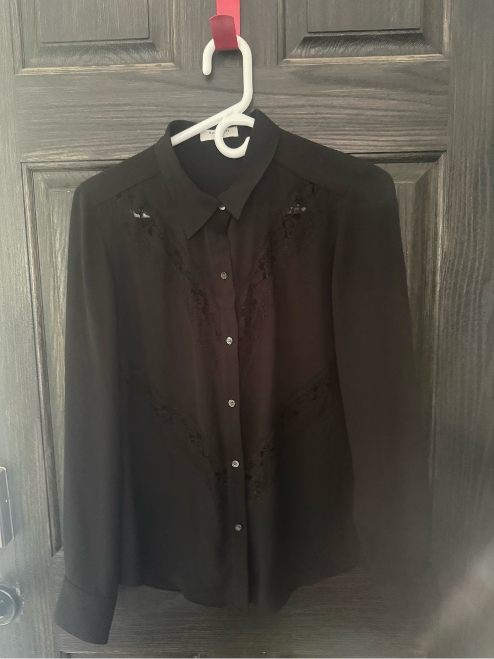 Aritzia Black Lace-Trim Button Down Shirt